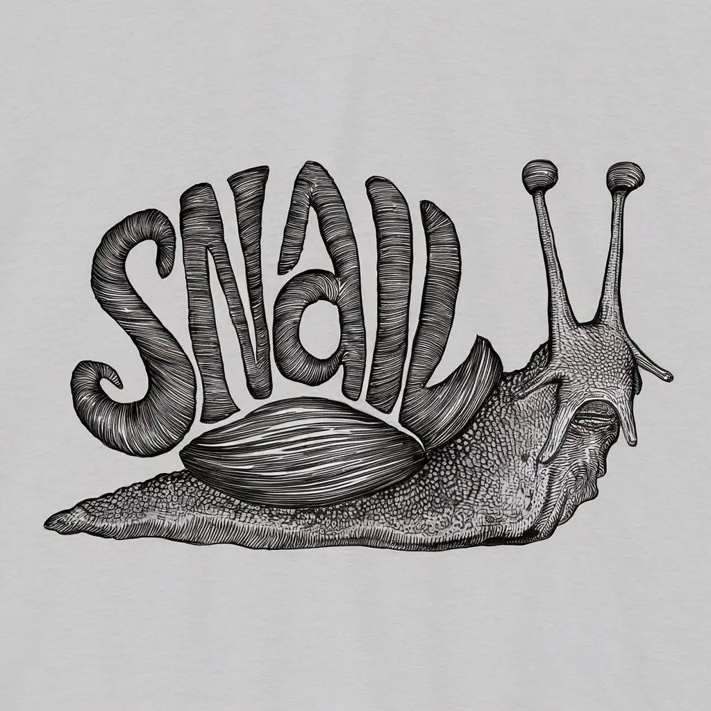 Monochrome-Font-Drawing-Snail-Shaped-Typography