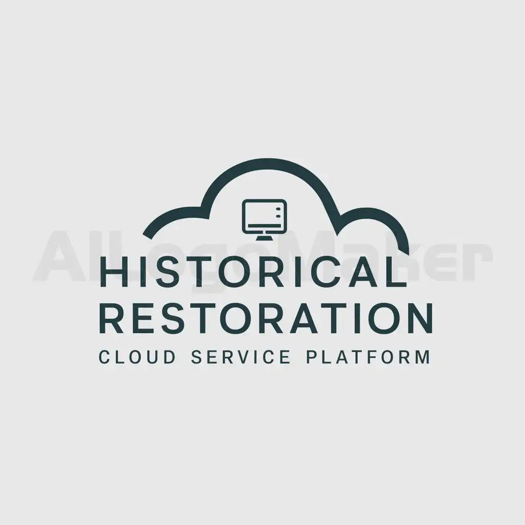 a logo design,with the text "historical image restoration cloud service platform", main symbol:cloud, computer,Moderate,be used in Internet industry,clear background