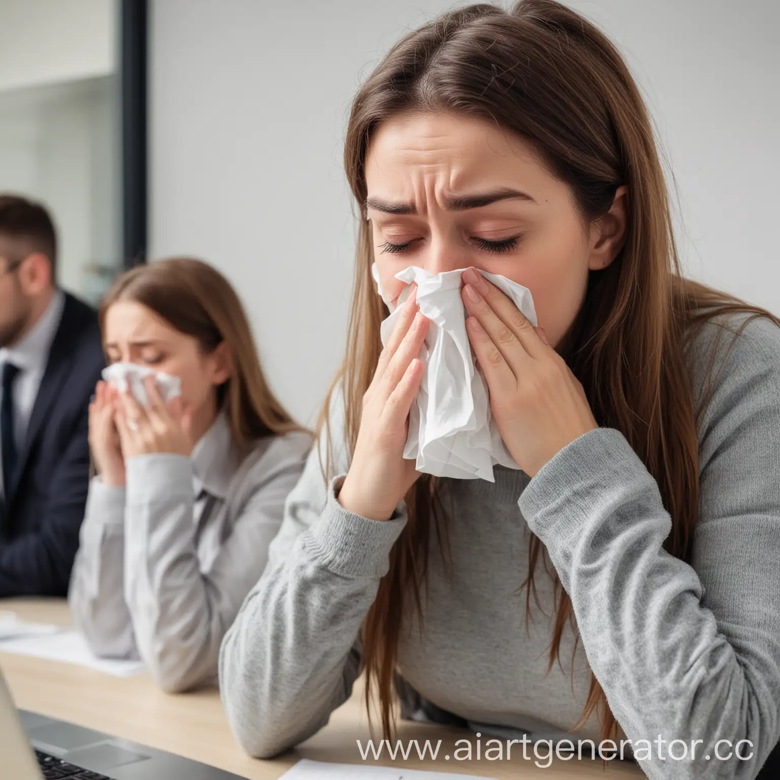 Chilly-Office-Workers-Bundled-Up-and-Sneezing