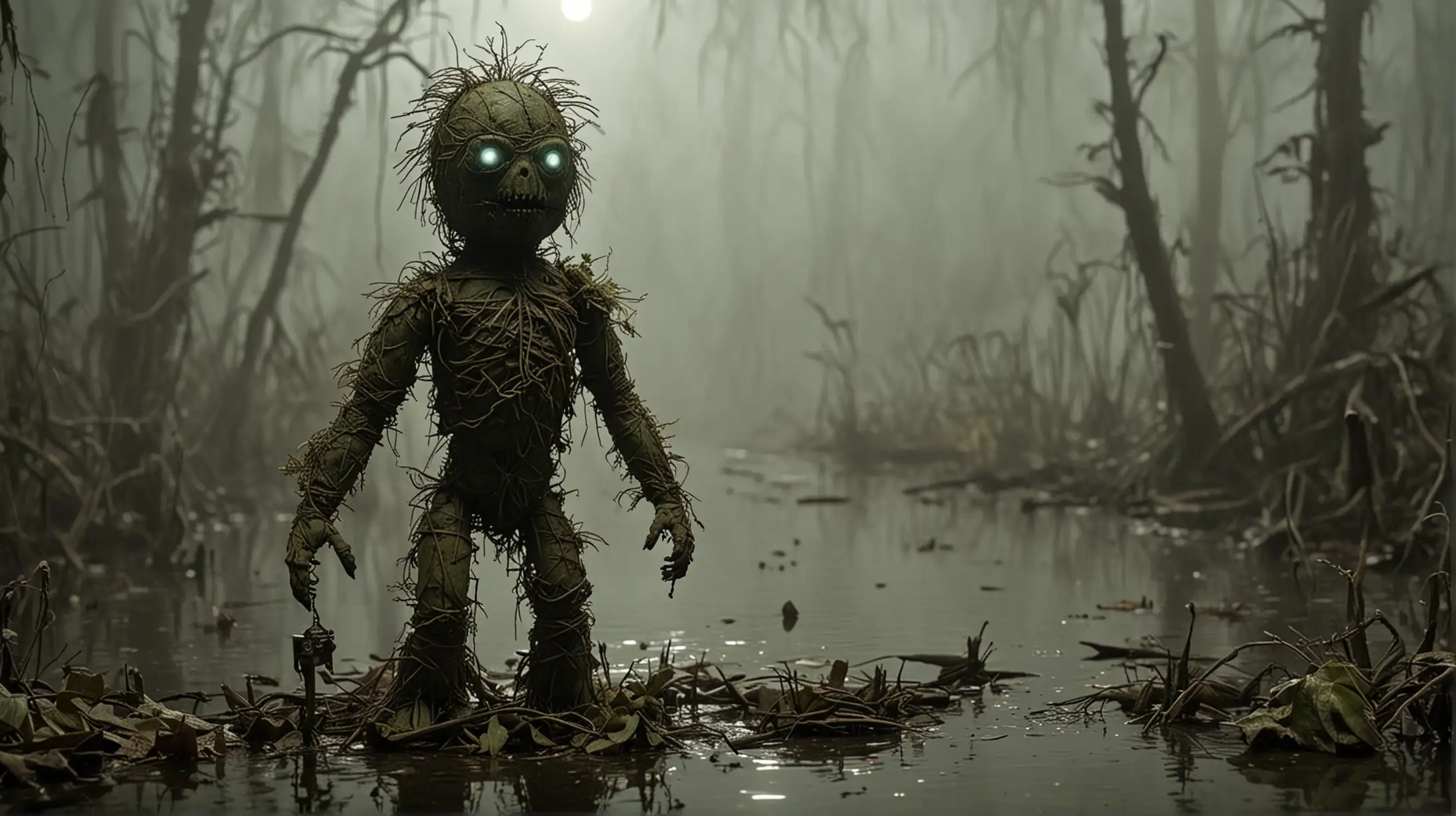 Voodoo Doll Swamp Thing in Louisiana Swamps at Night