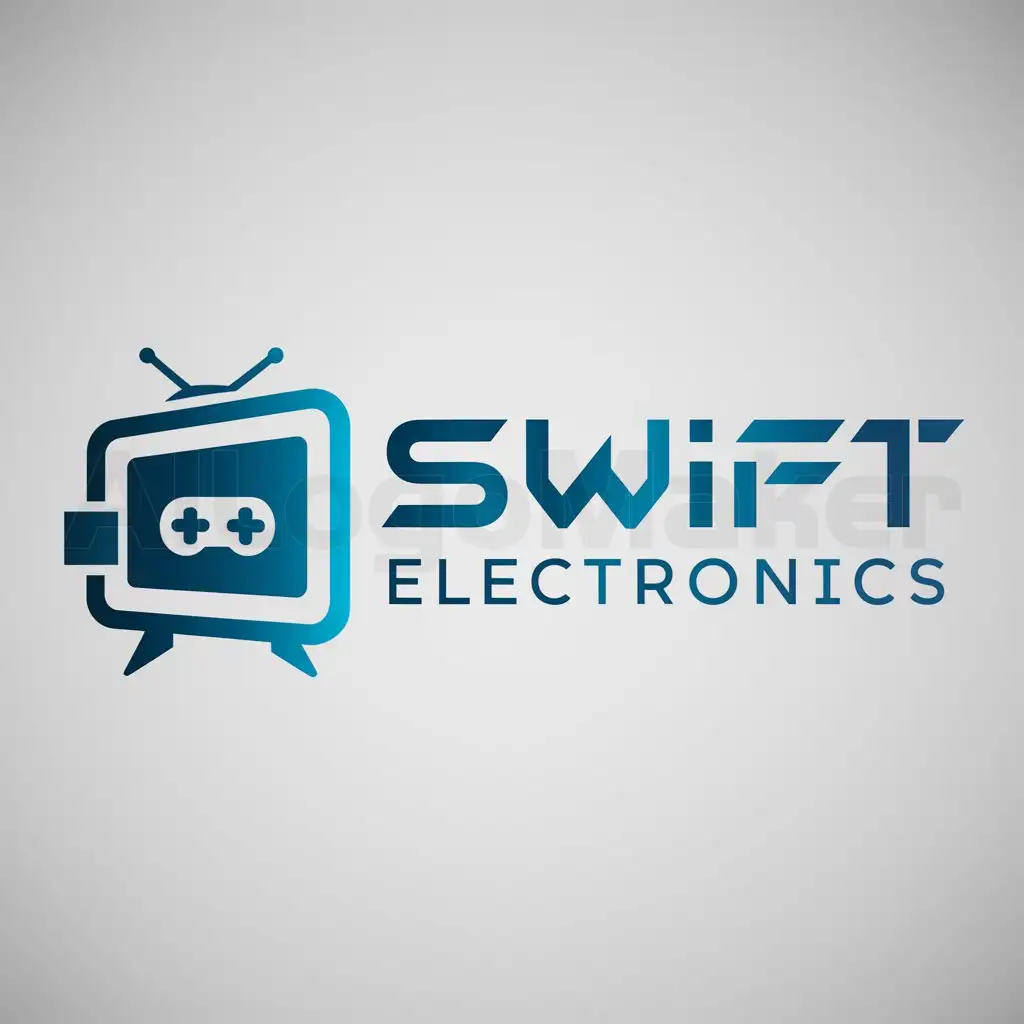 LOGO-Design-For-Swift-Electronics-Modern-Typography-with-TV-and-Gaming-Console-Symbols-on-Clear-Background