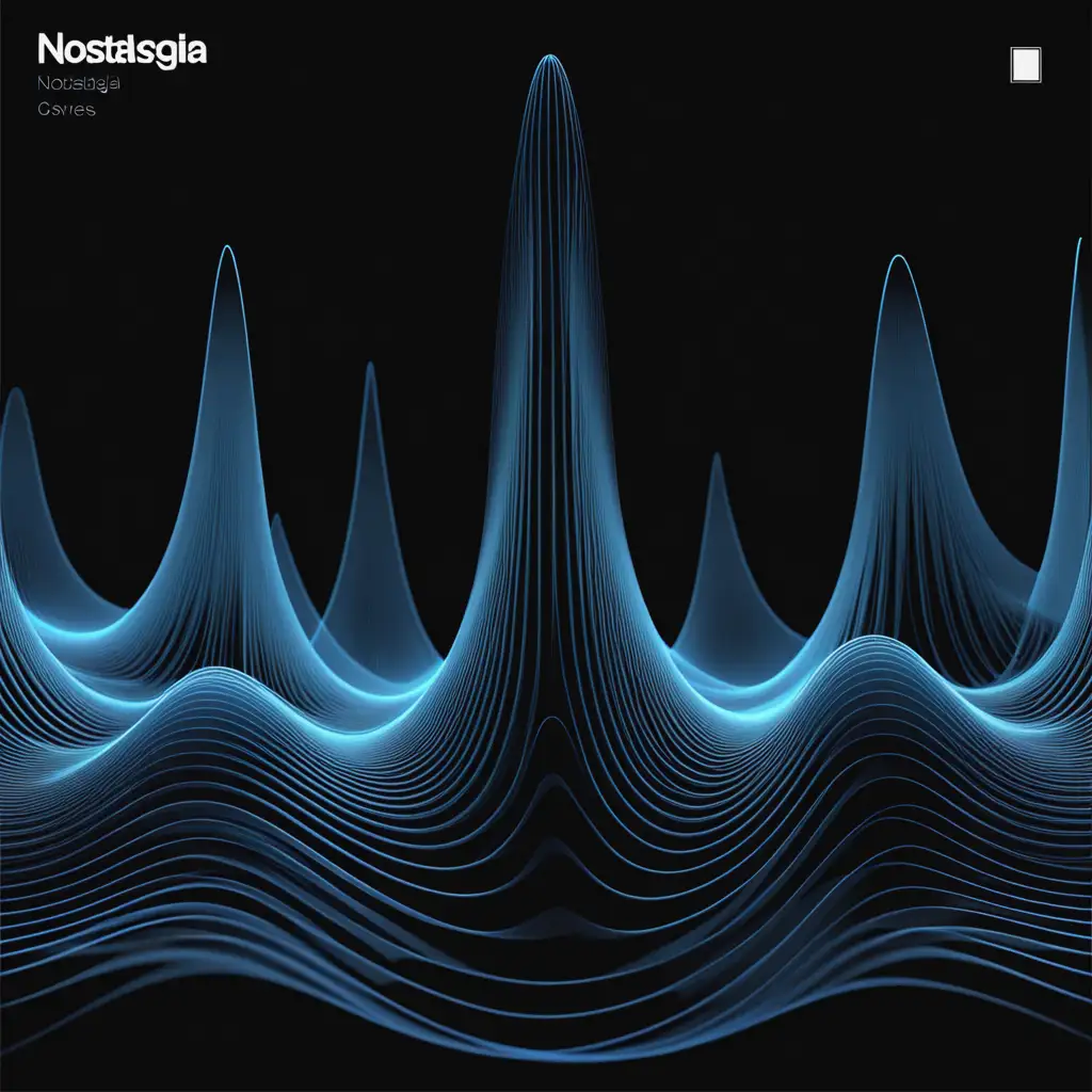 Generate a single's cover titled'Nostalgia'  with shapes created in cynematic (sound wave visualization) experiments and the structures of primitive lifeforms