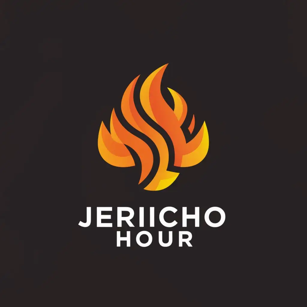 a logo design,with the text "JERICHO HOUR", main symbol:FIRE,Moderate,be used in Religious industry,clear background