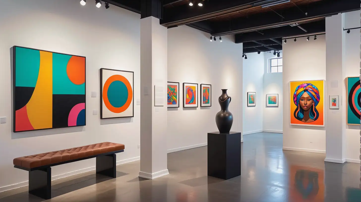 ArtsWestchester Gallery:This contemporary art gallery showcases the works of regional, national, and international artists, in 2D vector Style colorfully


