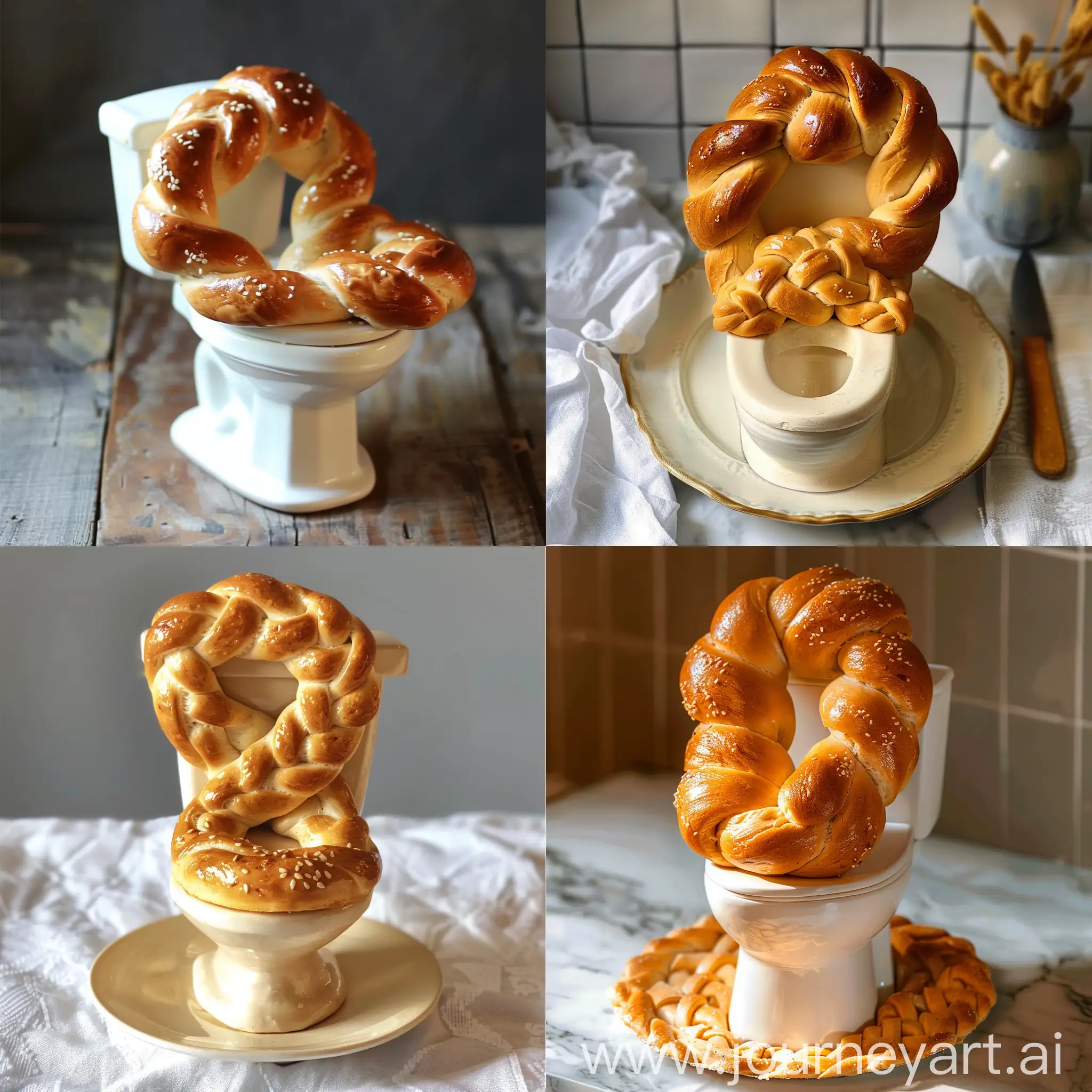 A challah in the shape of a toilet
