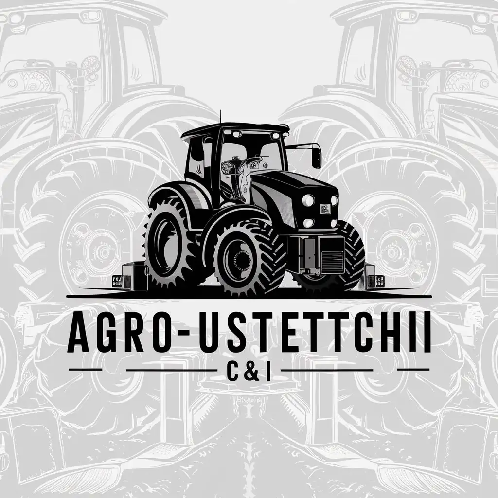 a logo design,with the text "AGRO-USTETCHII C&I", main symbol:Tractor,complex,clear background