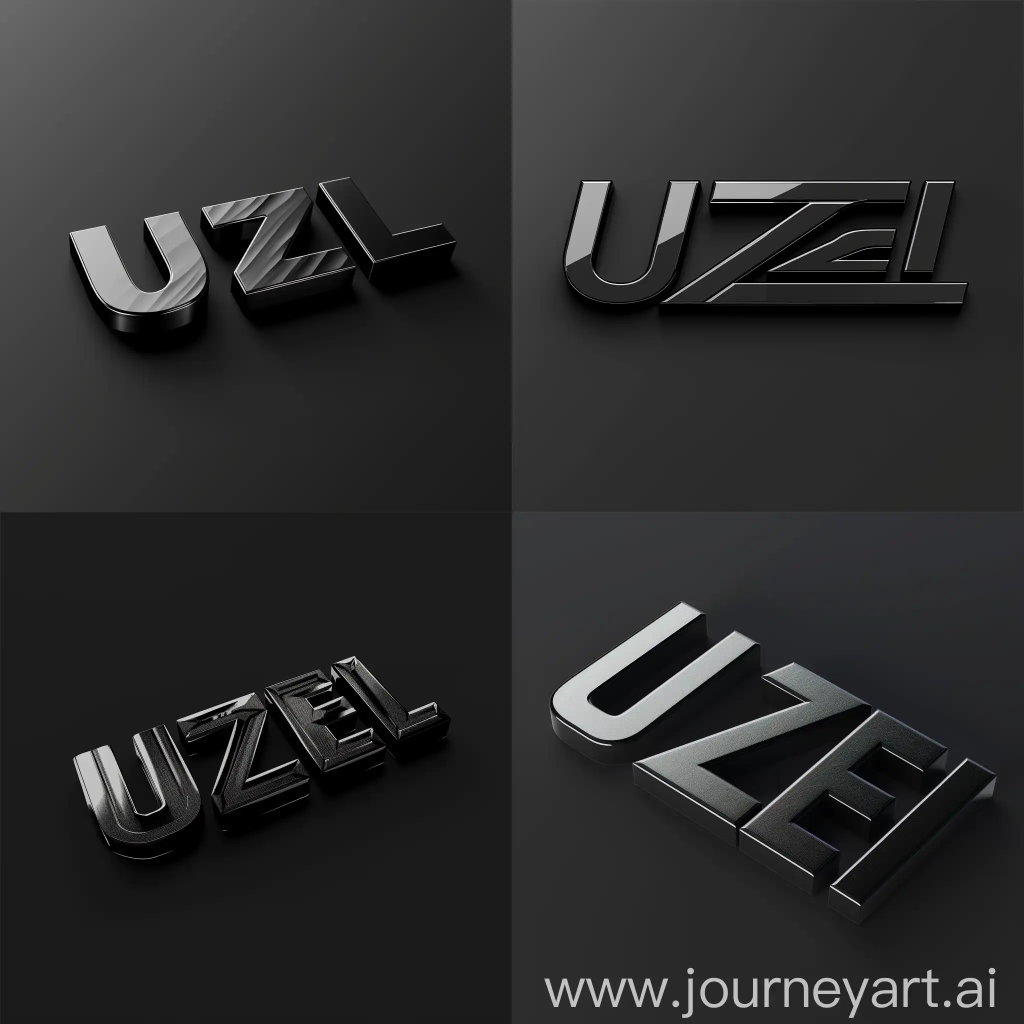 Sleek-and-Modern-3D-Logo-Design-for-UZEL-in-Two-Shades-of-Black