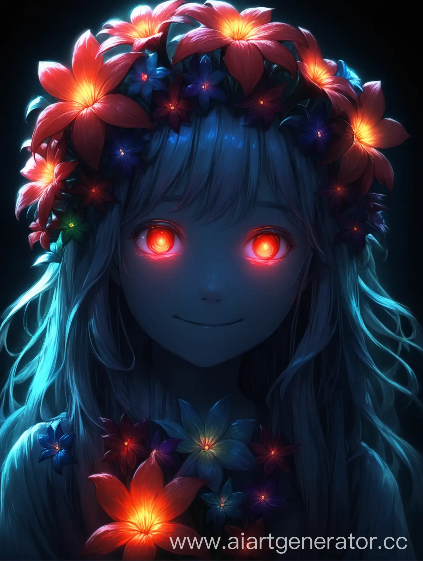 Spectral-Glowing-Flower-Girl-Portrait-in-the-Dark