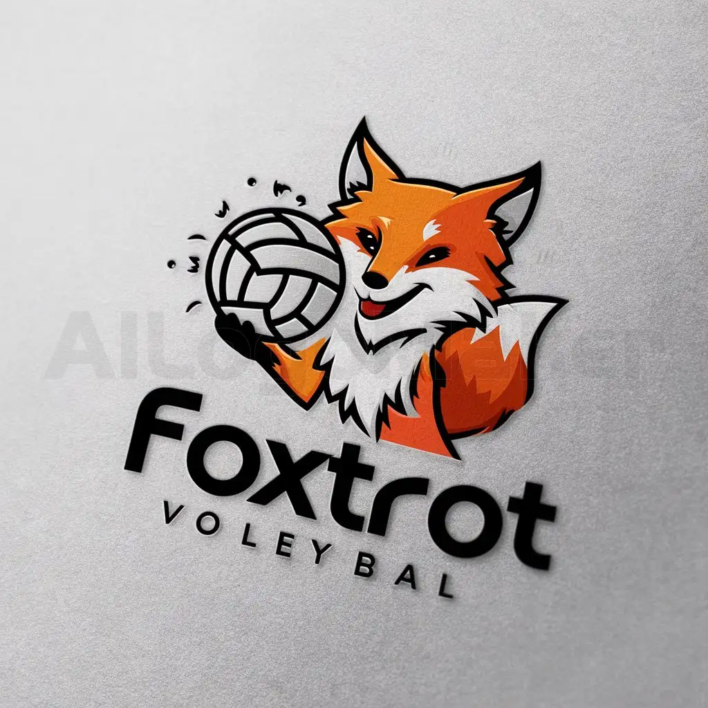 a logo design,with the text "Foxtrot", main symbol:Fox and volleyball,Moderate,be used in Volleyball industry,clear background