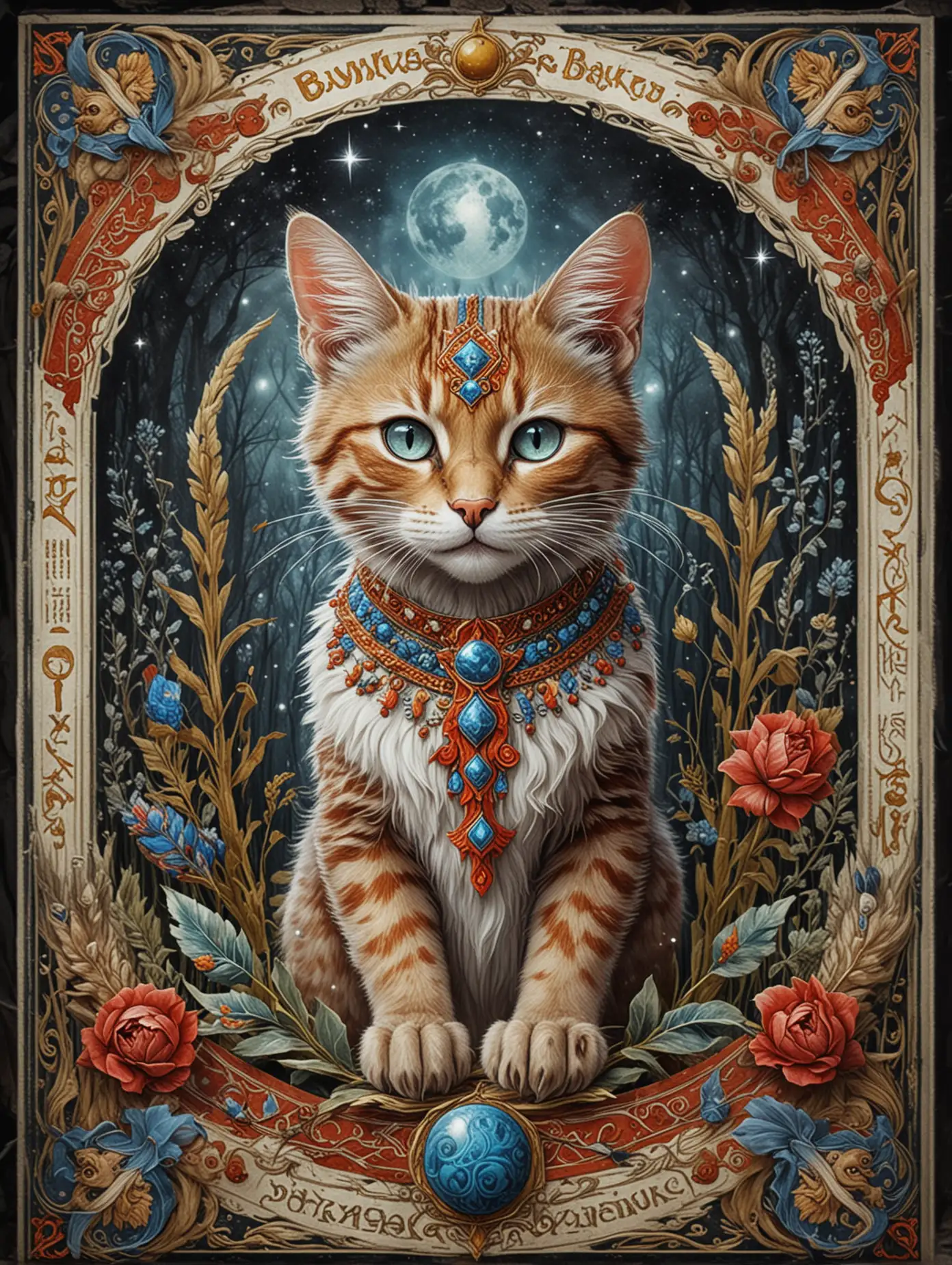 Slavic-Mythical-Creature-Bayunk-Cat-Tarot-Card-Art