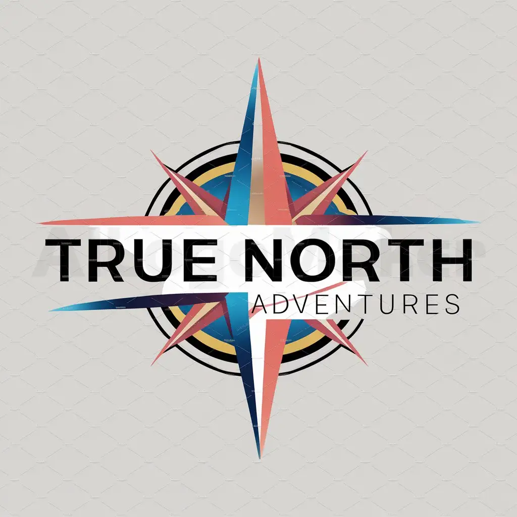 a logo design,with the text "True North Adventures", main symbol:Compass Rose,Moderate,be used in Travel industry,clear background