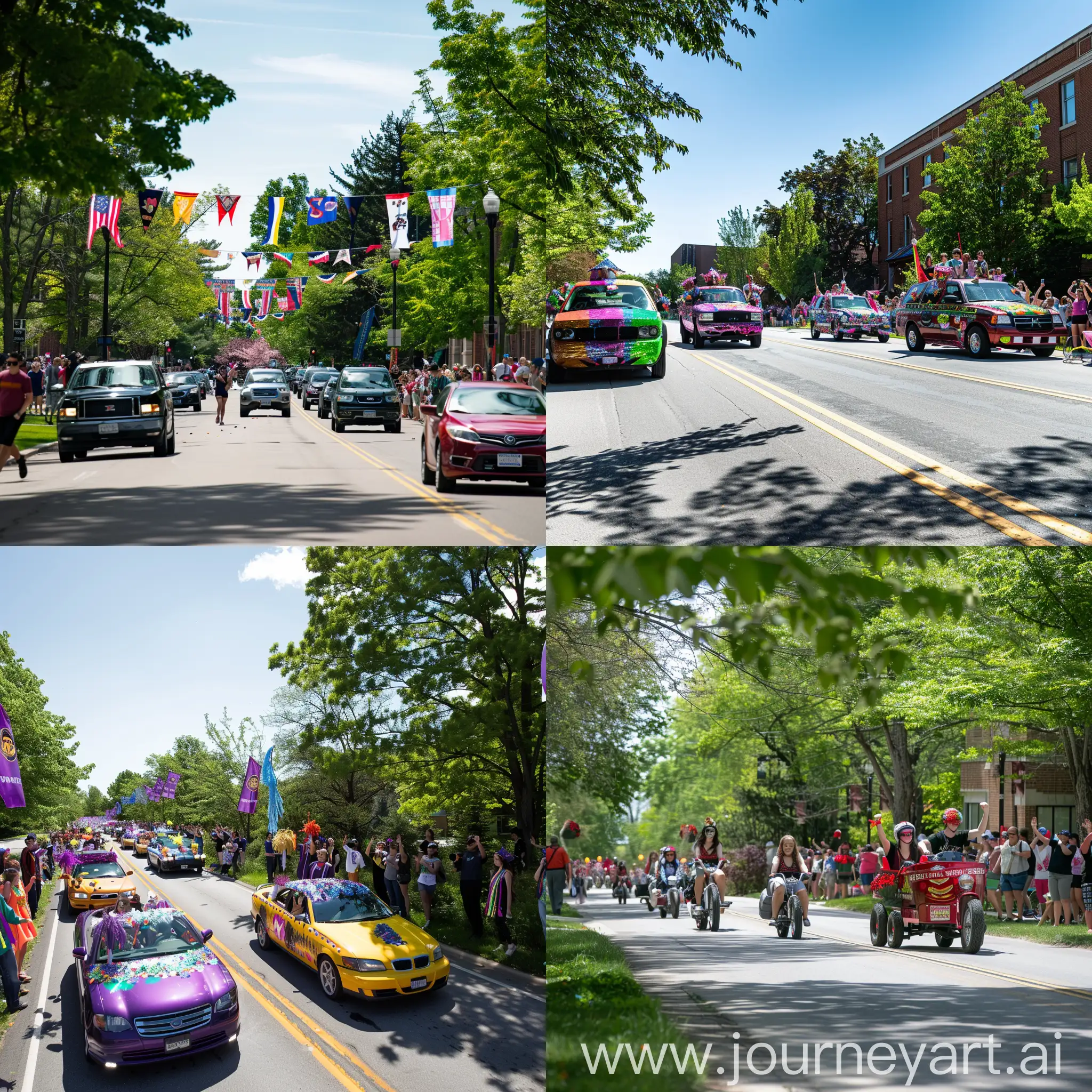On the day of graduation, a parade will take place around the college campus. Students will decorate their cars, bikes, and other vehicles with school colors and banners. The parade will start at the entrance of the college and end at the graduation ceremony venue. Faculty members and staff will line up along the parade route, waving and cheering for the graduates. 