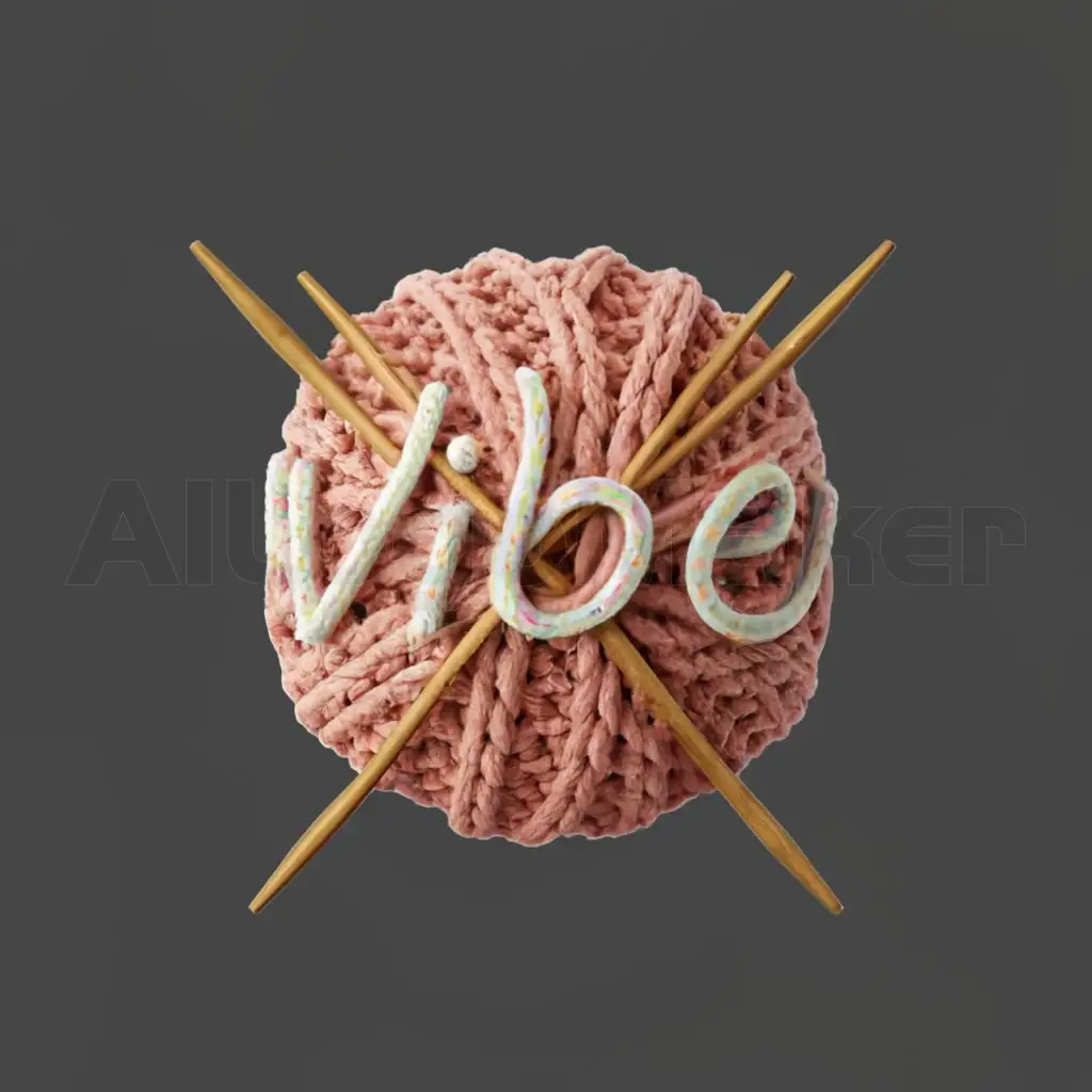 a logo design,with the text "Vibe Yarn By Rachelle", main symbol:- Symbol: The central motif is the brand name "Vibe Yarn By Rachelle," where the word "Vibe" is the focus. Incorporate a crochet ball and a crochet hook or needle into the design, emphasizing the word "Vibe" creatively.
- Color Scheme:Pink tones, similar to the provided example, to create a cohesive and visually appealing design that conveys a warm, inviting feeling.
- Style: The style should be creative and playful, reflecting the handmade and artistic nature of crochet products.

Make it 3D,Moderate,be used in Others industry,clear background