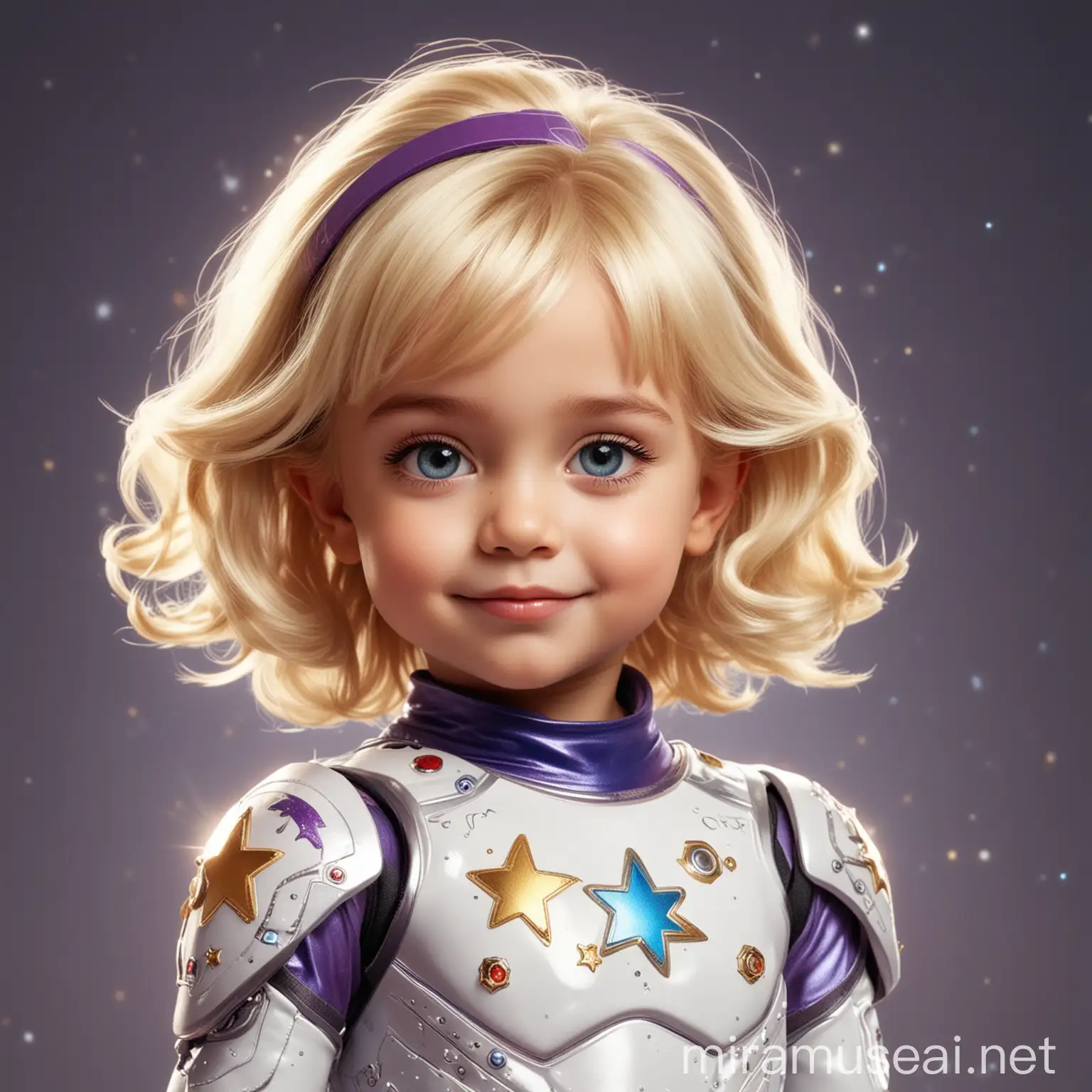 Blonde Cartoon Astrogirl Young Caucasian Girl with Cosmic Ambition