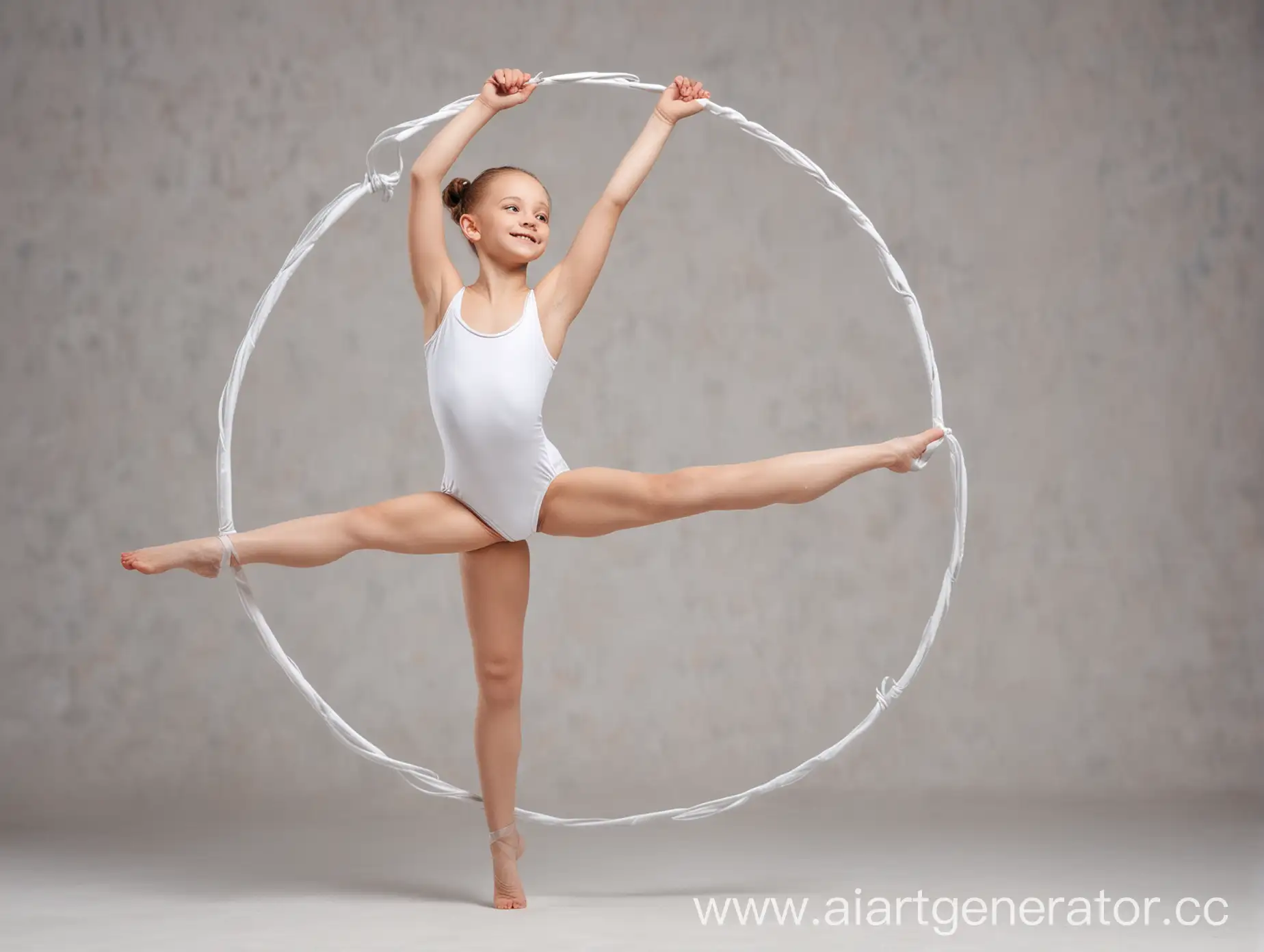 Cheerful-10YearOld-Girl-Gymnast-with-White-Hoop