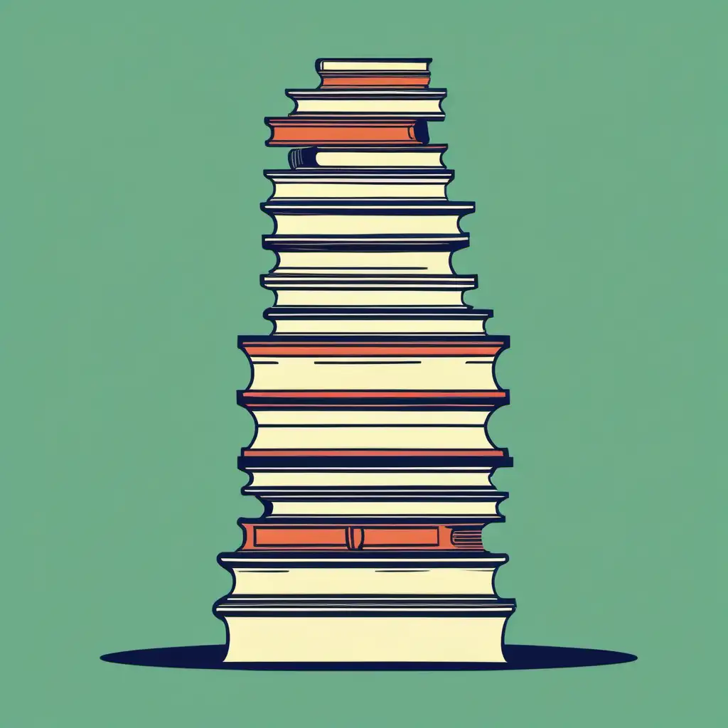 Tower of Books Stacked in Height Illustration and Vector