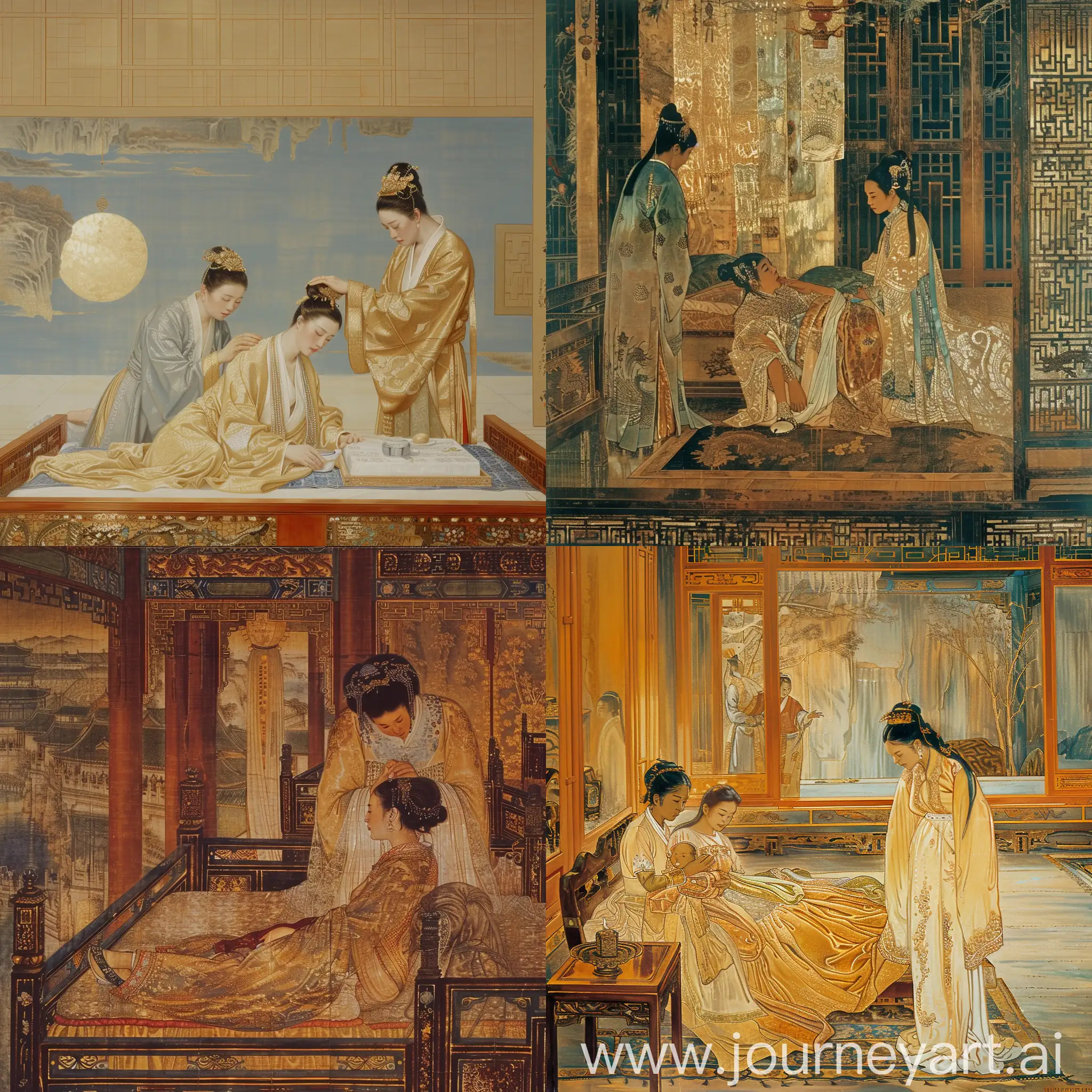 Morning-Ritual-of-Empress-Wu-Zetian-in-Hanfu-Robe-Palace-Splendor