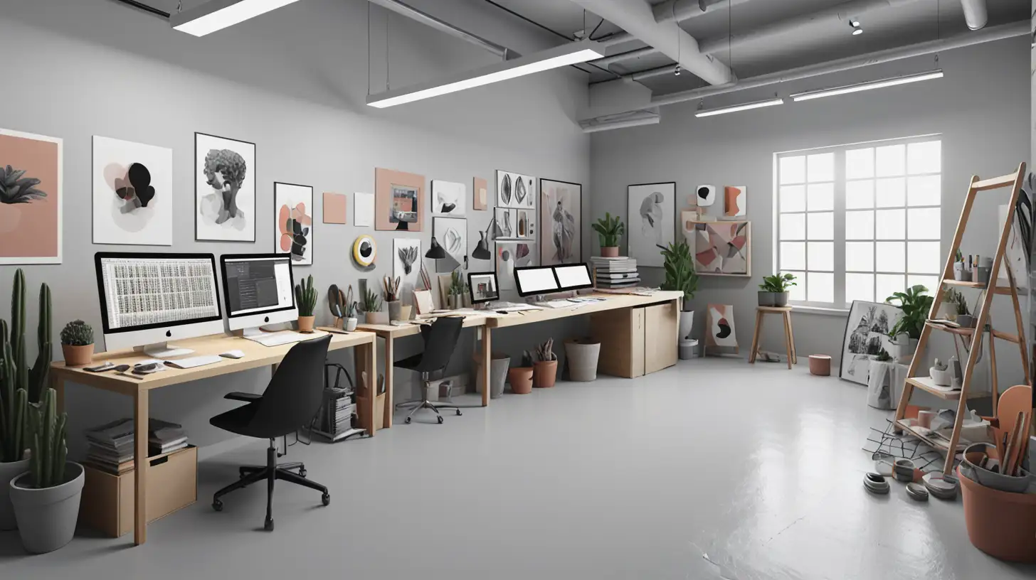 Minimalist Design Studio Interior with Creative Atmosphere