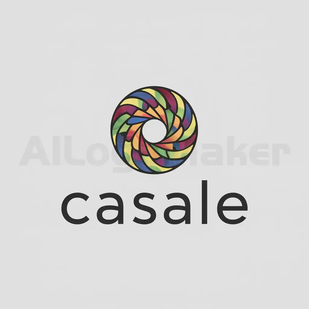 a logo design,with the text "casale", main symbol:kaleidoscope vibrant with swirling patterns and a palette of colors from the rainbow,Minimalistic,clear background