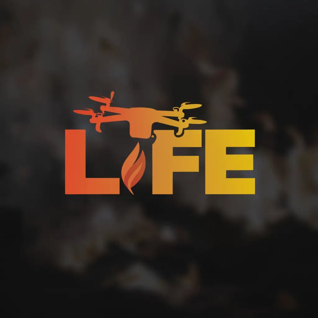 a logo design,with the text "Life", main symbol:Drone/fire/firefighter,Moderate,be used in Technology industry,clear background