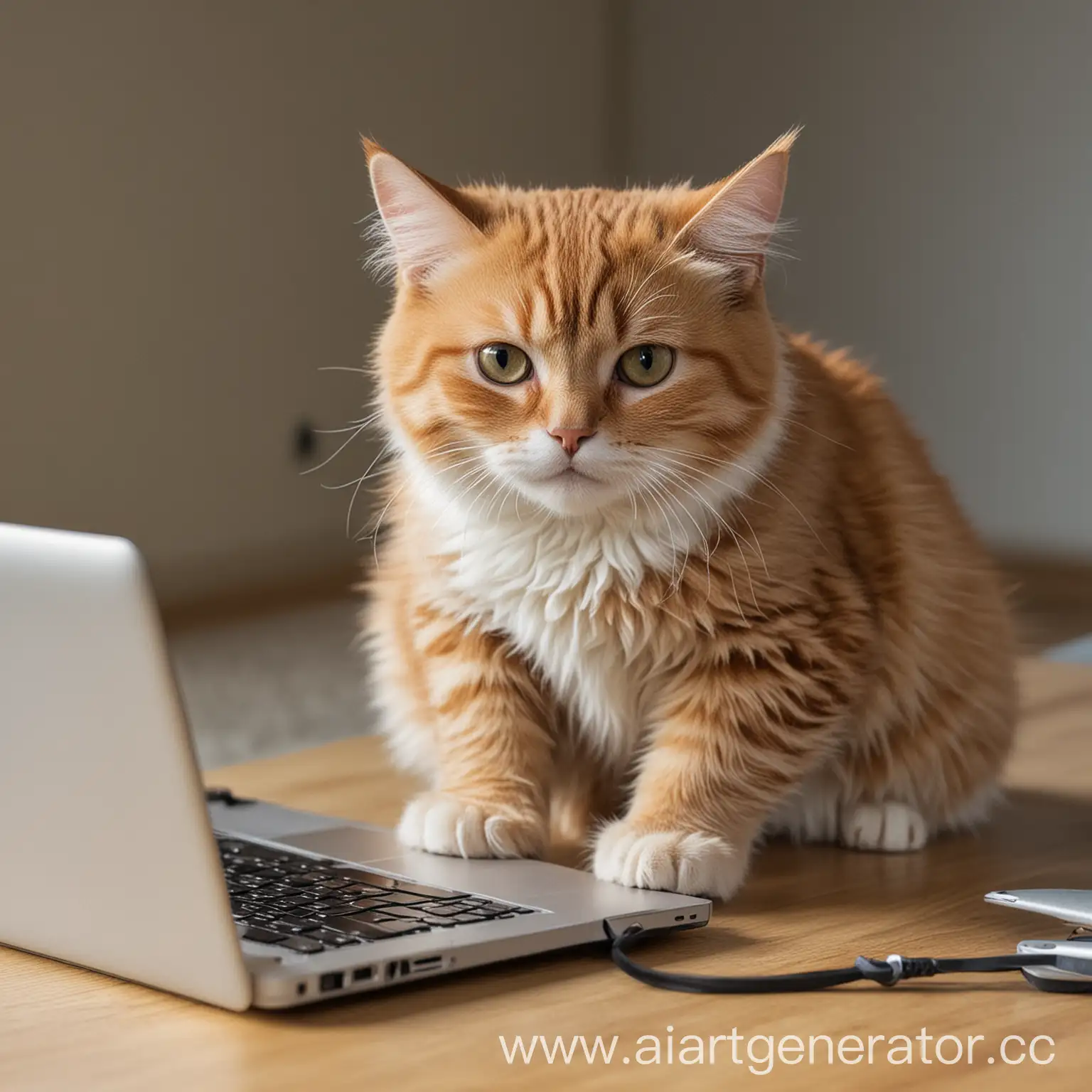 Айтишник кот за ноутбуком кодит