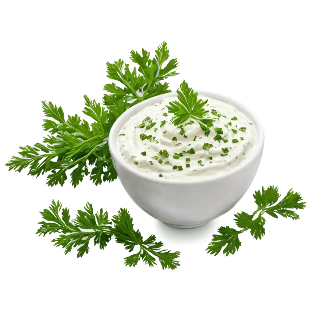 Sour-Cream-with-Chopped-Parsley-and-Dill-PNG-Image-for-Fresh-Culinary-Delights
