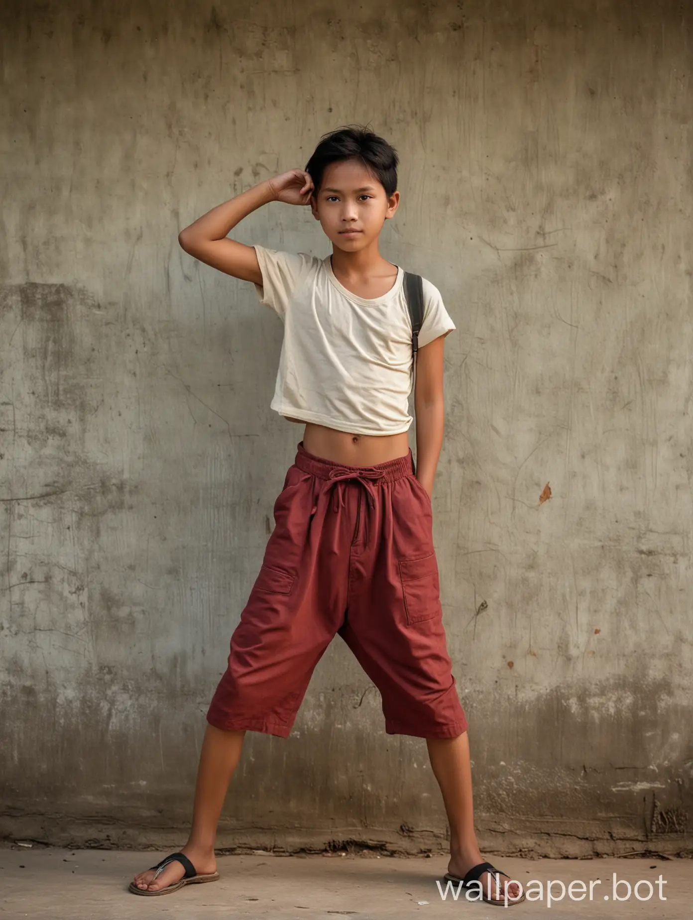 Dynamic-Pose-of-Myanmar-Teenage-Girl-Casual-and-Popular-Style