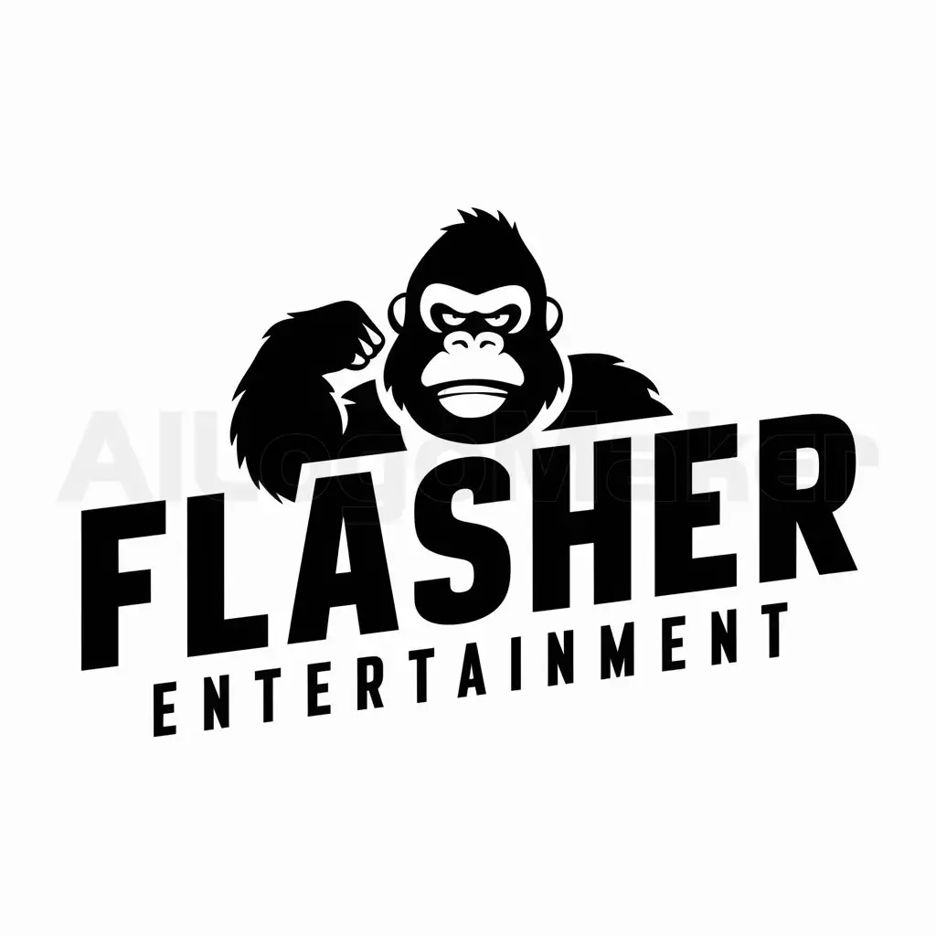 a logo design,with the text "flasher", main symbol:GORILLA,Moderate,be used in Entertainment industry,clear background