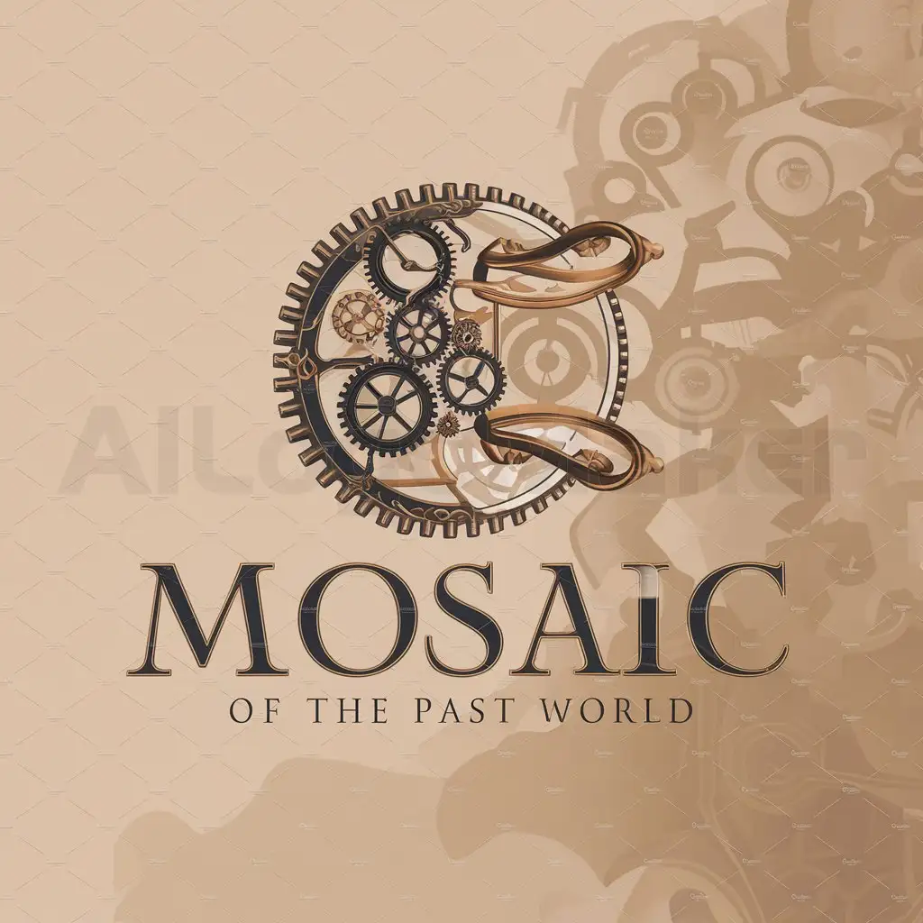 a logo design,with the text "Mosaic of the past world", main symbol:magic of time history,complex,be used in History industry,clear background