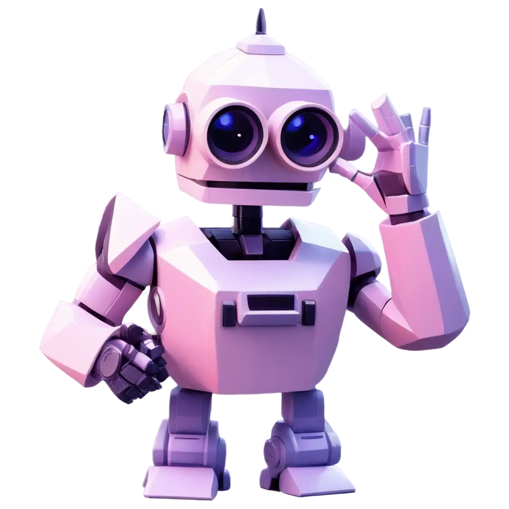 Stunning-Low-Poly-Illustration-Robot-with-Binoculars-in-Vibrant-Pink-and-Purple-PNG-Image
