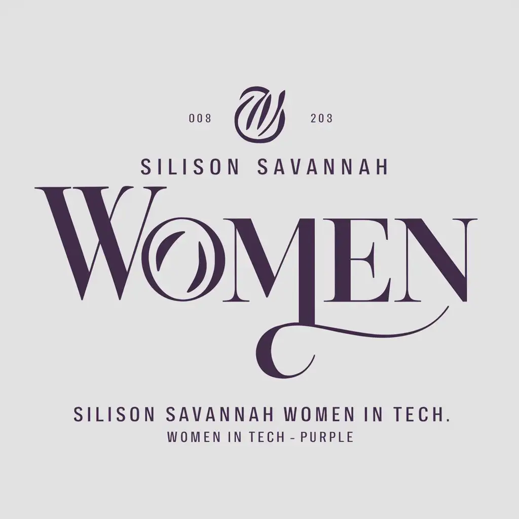 a logo design,with the text "Silison Savanna Women in tech", main symbol:create elegant, modern, and feminine logo for my professional women program. all text (Black) letter M in women to be complete, Key Deliverables: - Logo that reflects elegance, modernity and femininity., Timeframe: - The project must be completed within one week., i need one color for each. main logo purple., Main logo.: Silicon Savannah Women; Sub logo 1: Silison Savanna Women in tech. Women in tech - purple.,Moderate,be used in professional women program industry,clear background