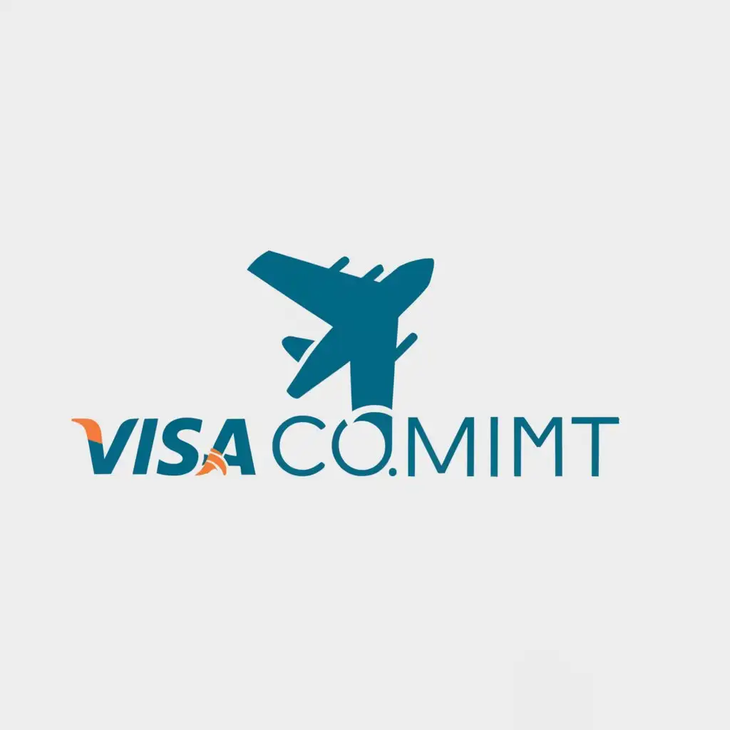 a logo design,with the text "ViSA Commit", main symbol:An Airplane,Moderate,be used in Education industry,clear background