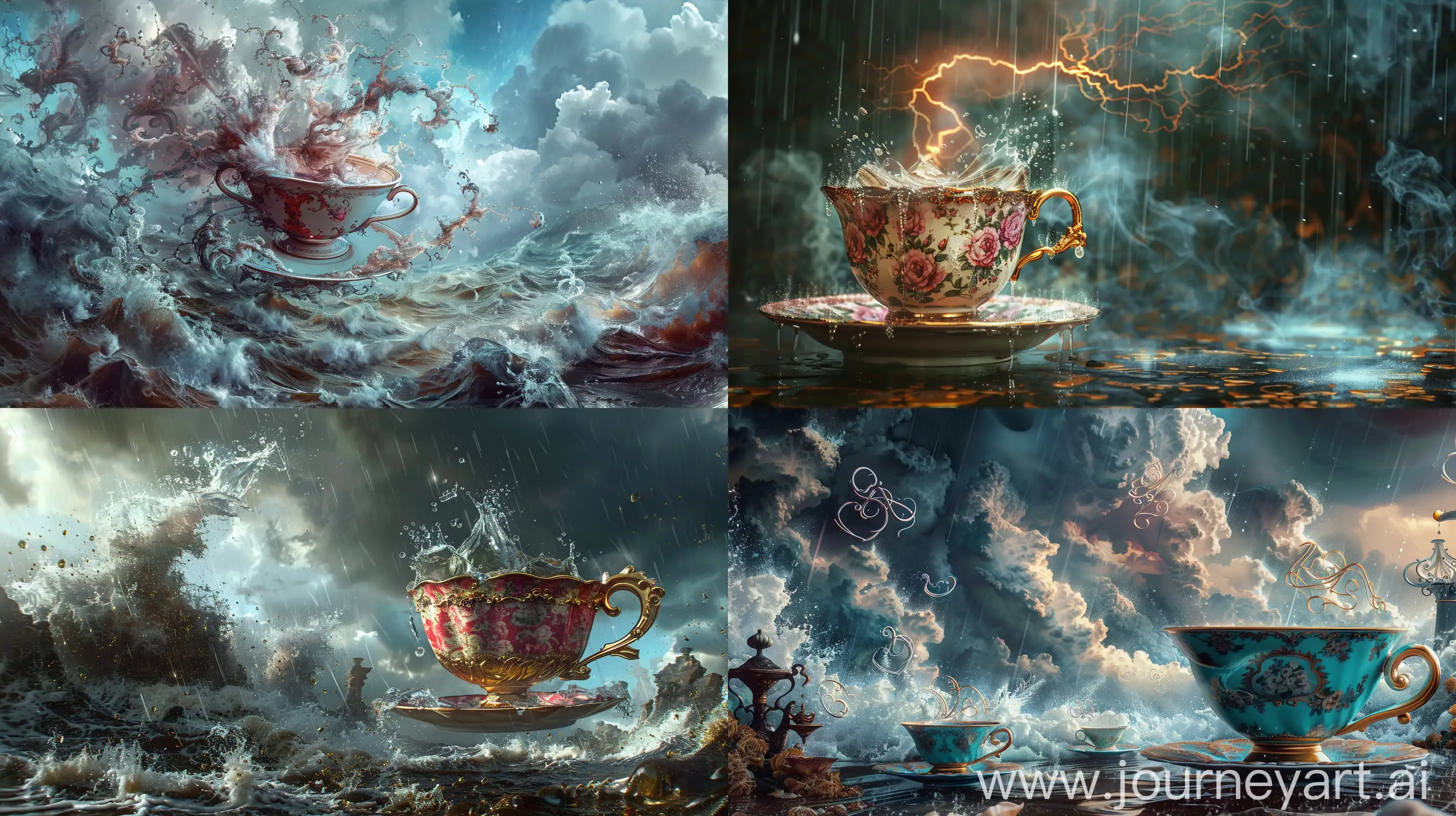 storm in a teacup hyper detailed:: --aspect 16:9