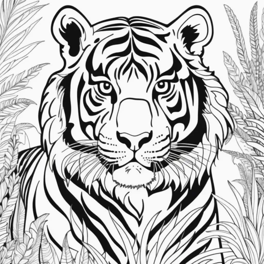 Detailed Adult Coloring Page of a Majestic Wild Tiger
