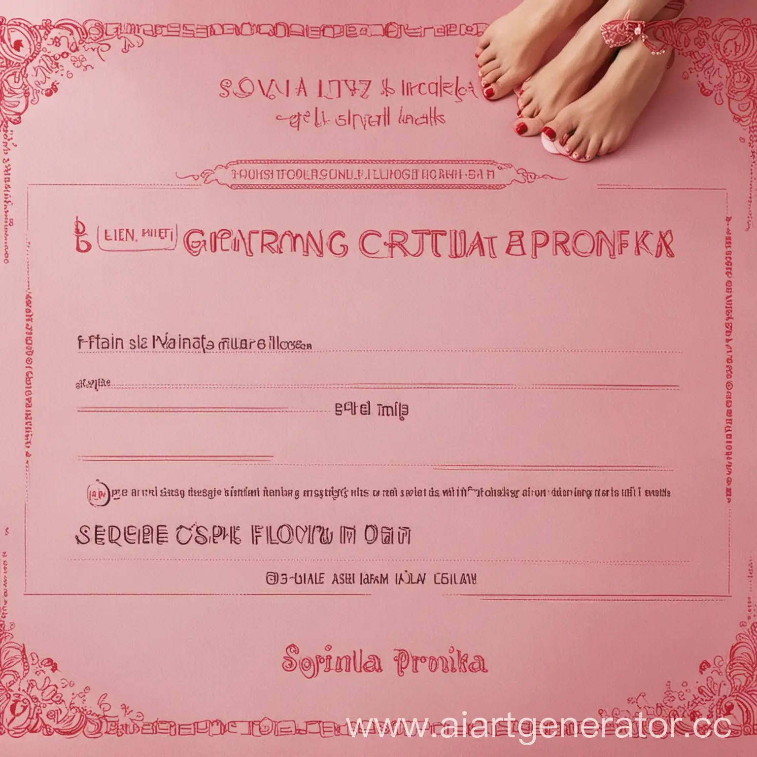 Сделай поддельный подарочный сертификат для Прониной Софии в салон lizpolizpatka на годовое бесплатно лизание пятак
