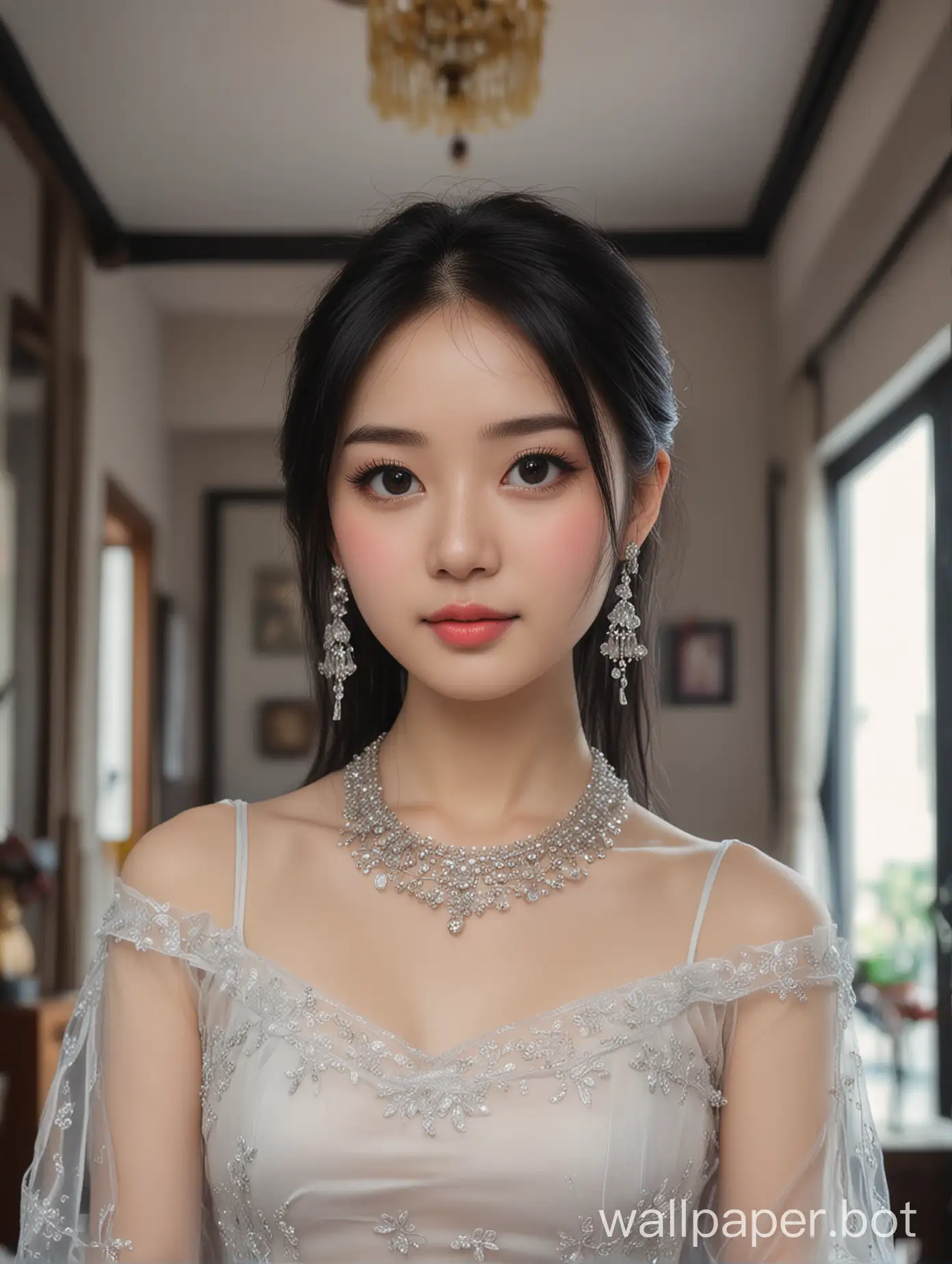 Anhui-Actress-in-Elegant-Aline-Dress-Modern-House-Portrait