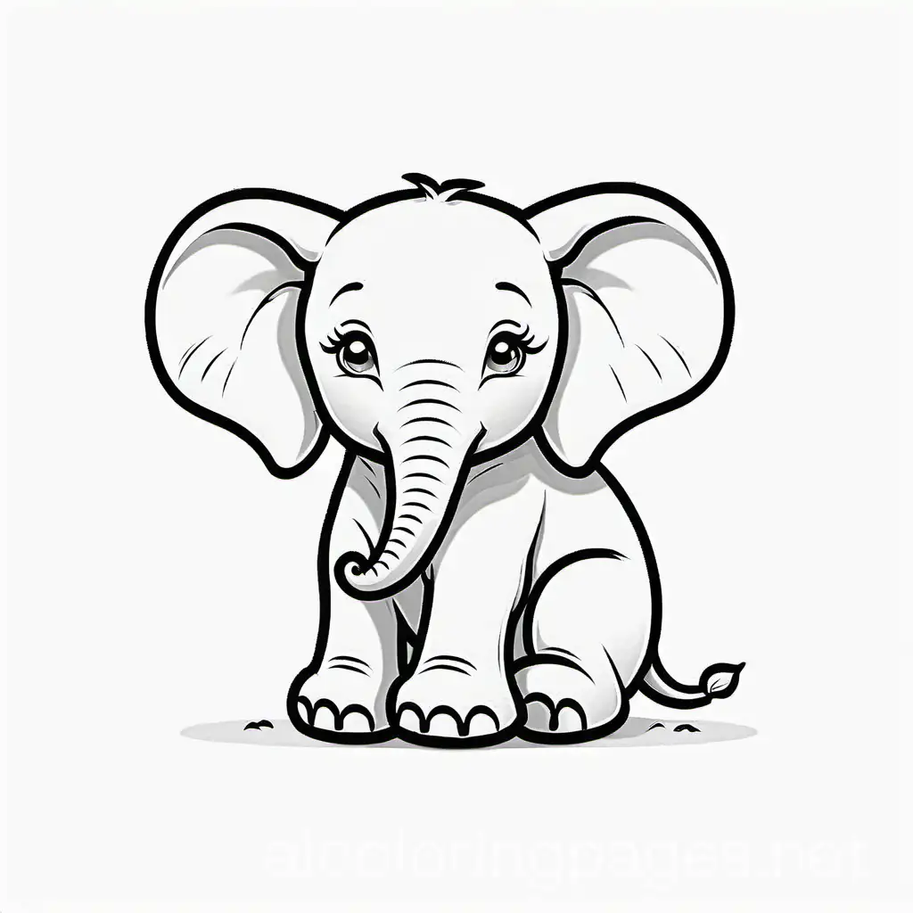 baby elephant looking sad
, Coloring Page, black and white, line art, white background, Simplicity, Ample White Space. The background of the coloring page is plain white to make it easy for young children to color within the lines. The outlines of all the subjects are easy to distinguish, making it simple for kids to color without too much difficulty
