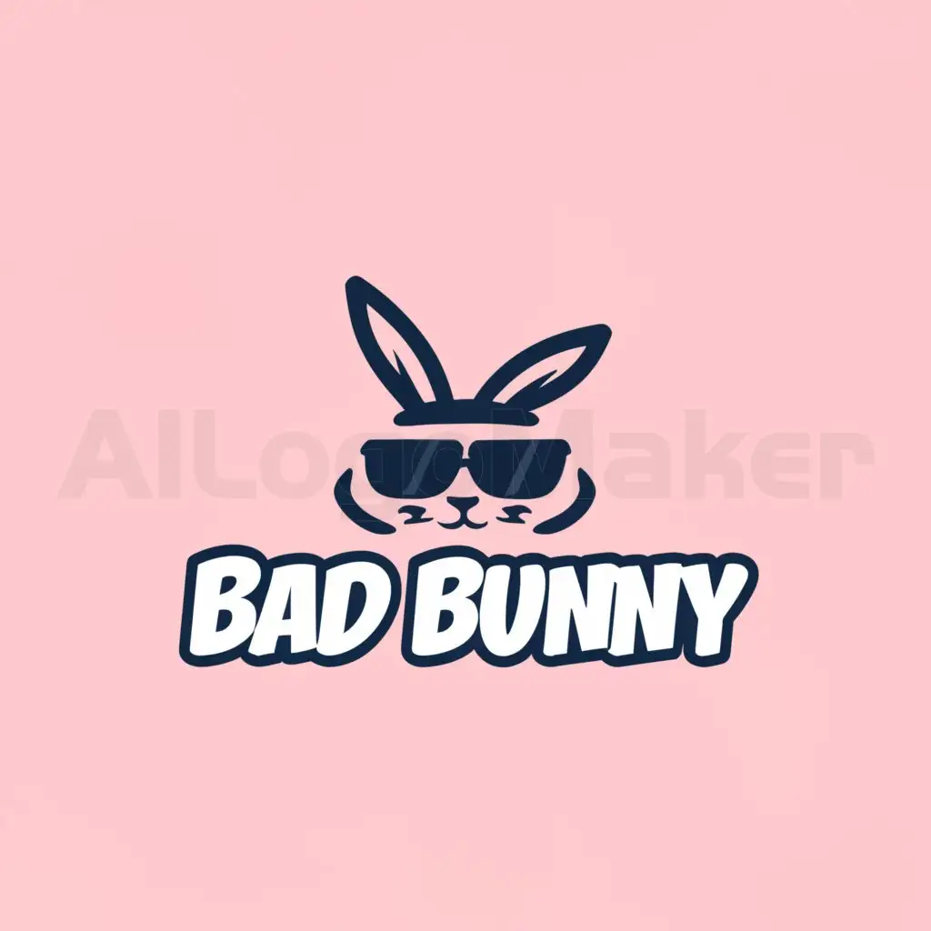 LOGO-Design-for-Bad-Bunny-Stylish-Rabbit-Ears-with-Cap-and-Sunglasses-in-Minimalistic-Style-for-Retail-Industry