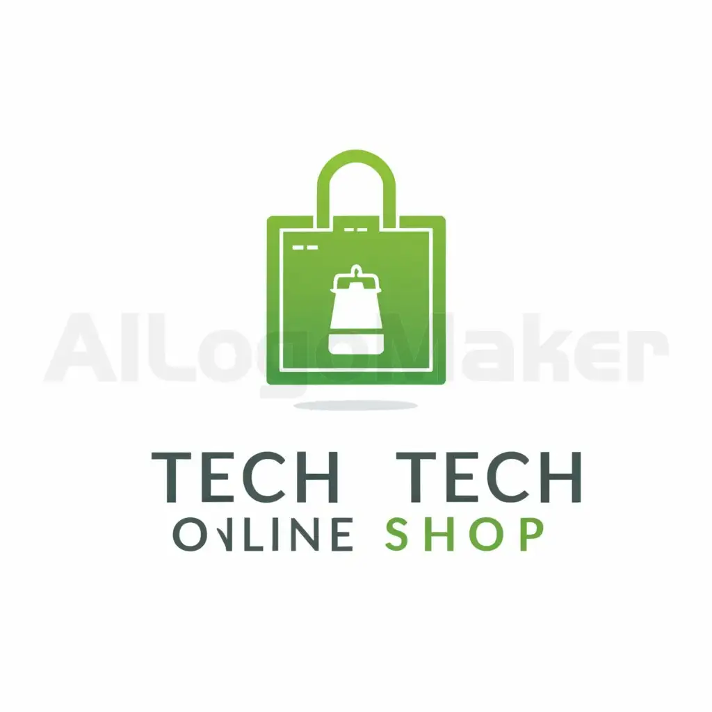a logo design,with the text "Tech online shop", main symbol:Green shopping bag,Moderate,be used in Retail industry,clear background