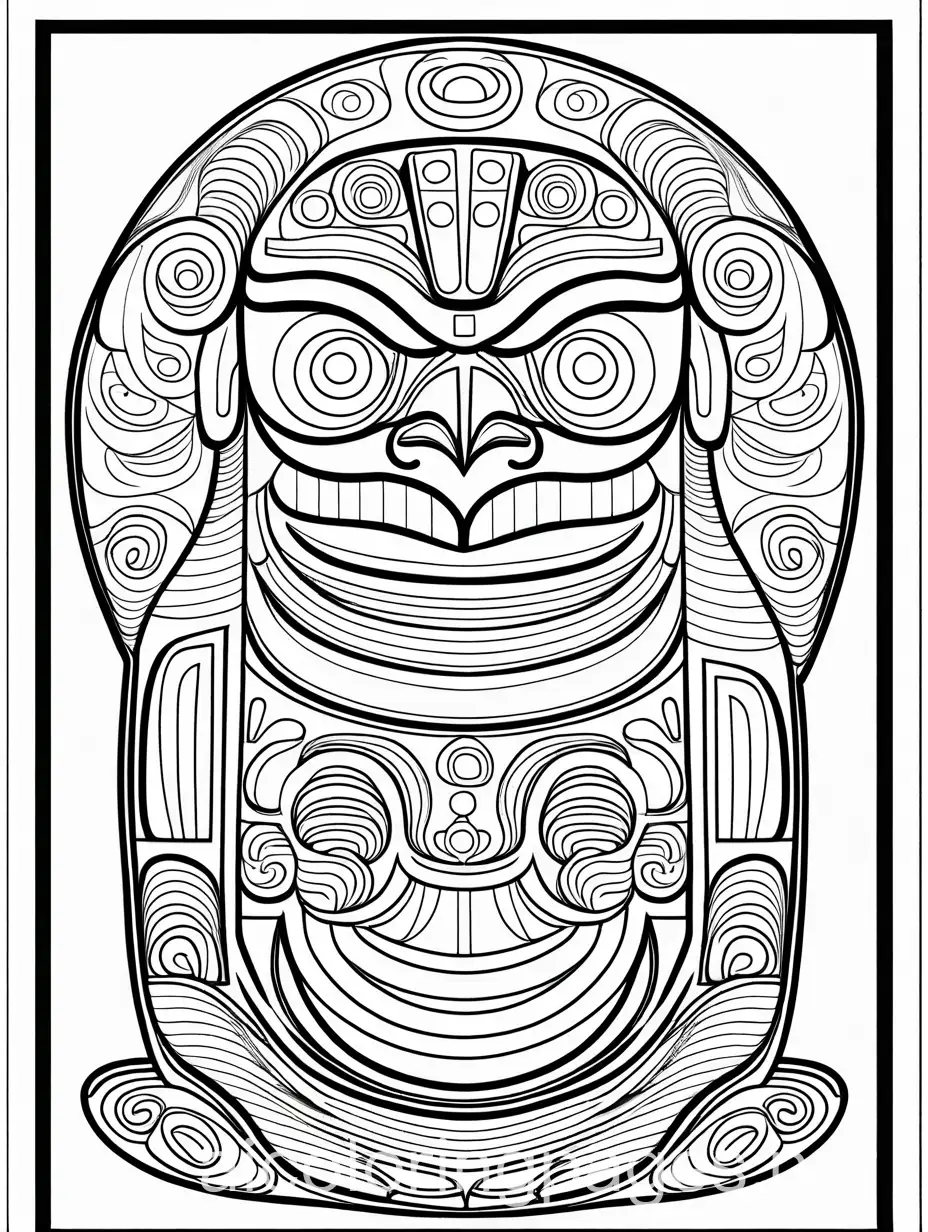haida colouring page, toddler, simple, thick lines
, Coloring Page, black and white, line art, white background, Simplicity, Ample White Space. The background of the coloring page is plain white to make it easy for young children to color within the lines. The outlines of all the subjects are easy to distinguish, making it simple for kids to color without too much difficulty