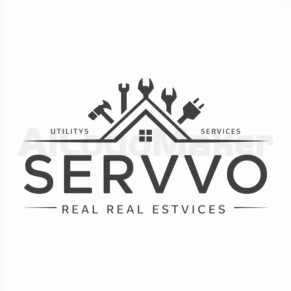 a logo design,with the text "Servvo", main symbol:[Array of utility services],Moderate,be used in Real Estate industry,clear background