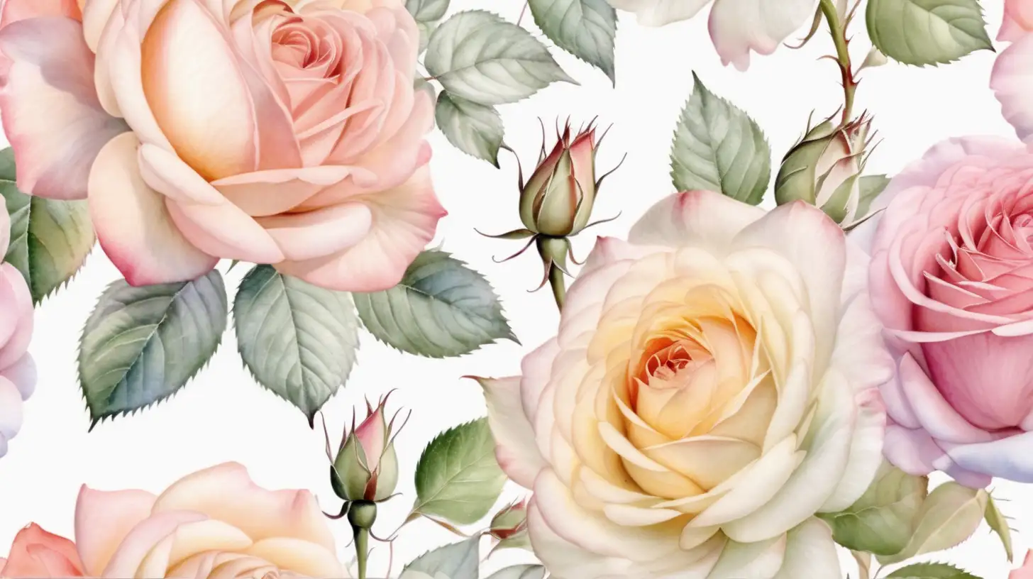 Soft Fine Roses Watercolor Painting