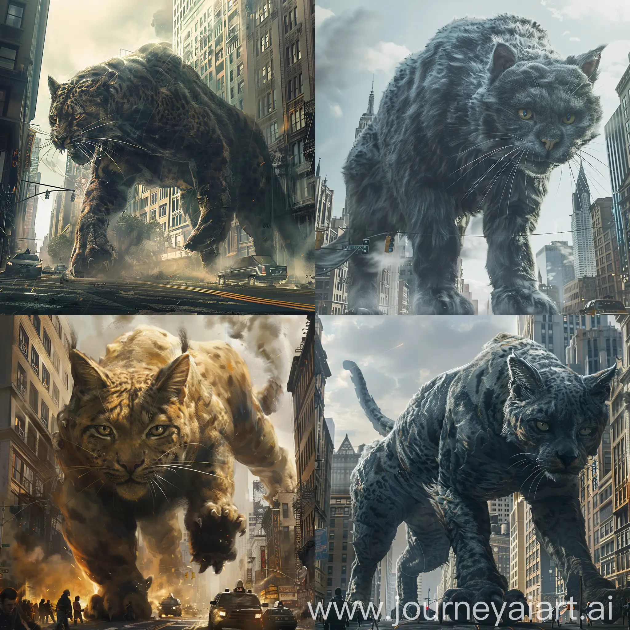 As the colossal cat prowls through the city streets, its sheer size and power are unmatched. Detail the struggles of the citizens as they try to evacuate while authorities devise a plan to subdue the gigantic threat looming over their homes