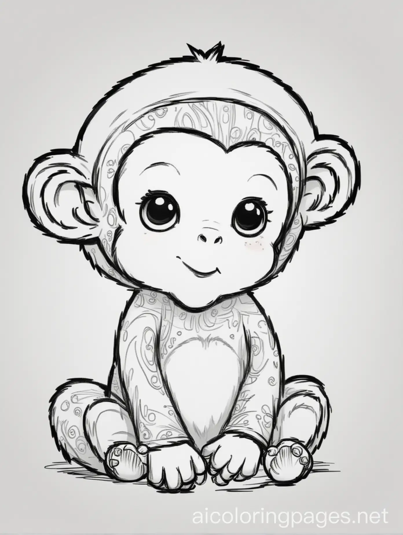 Adorable-Monkey-surrounded-by-Toys-Coloring-Page-for-Kids