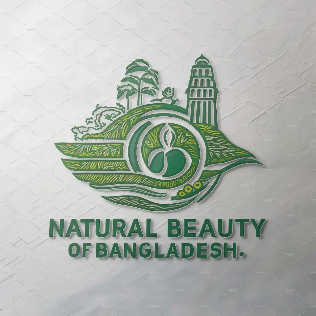 a logo design,with the text "Natural Beauty of Bangladesh", main symbol:Beauty of bangadesh,complex,be used in Travel industry,clear background