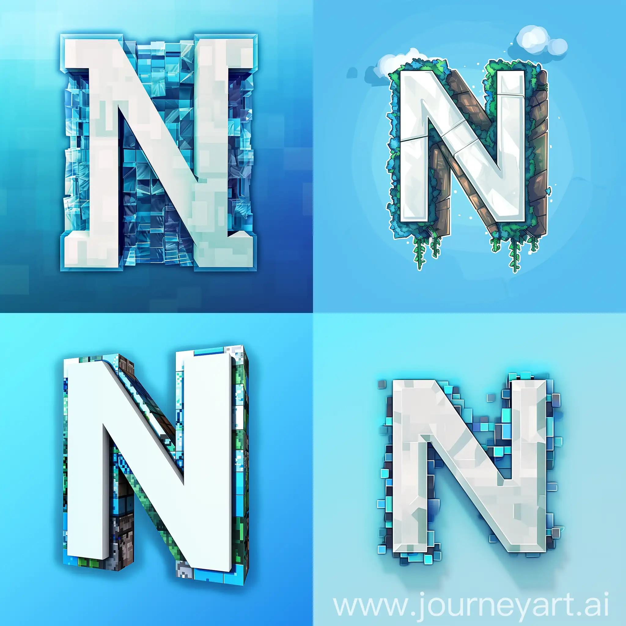I need an avatar for the minecraft server, let there be a beautiful white letter N in the center, and the background is made with a blue gradient