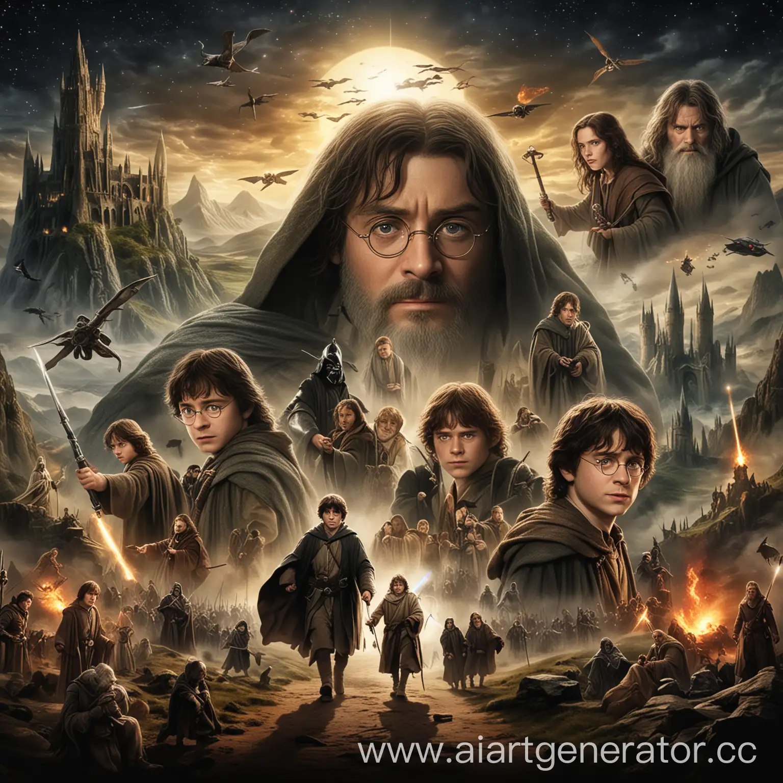 Epic-Mashup-Lord-of-the-Rings-Star-Wars-and-Harry-Potter-Collide-in-Spectacular-Artwork