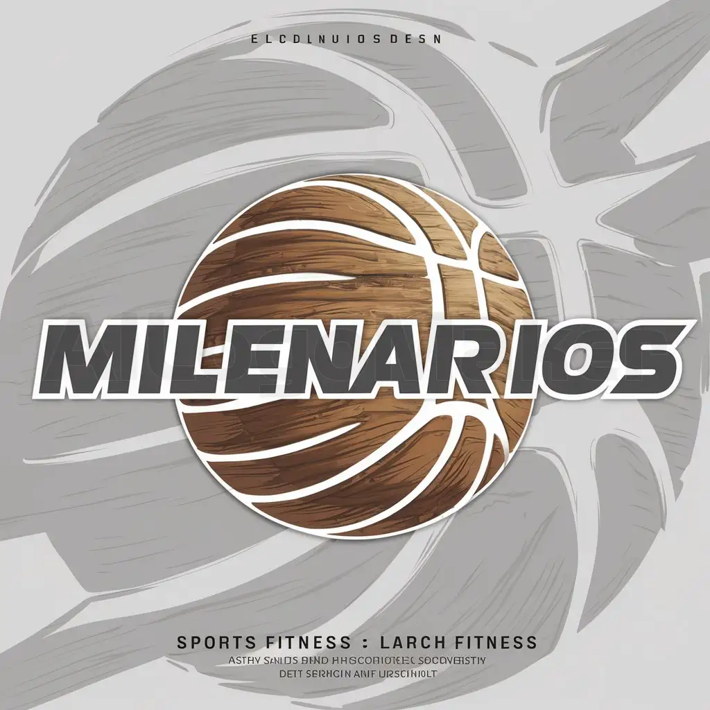 a logo design, with the text 'MILENARIOS', main symbol: basketball ball made of larch wood, complex, to be used in Sports Fitness industry, clear background