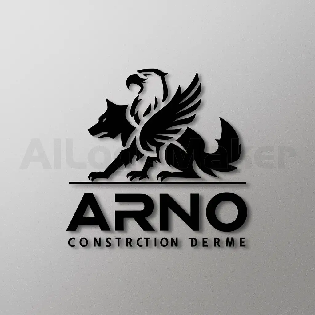 a logo design,with the text "Arno", main symbol:create a logo using an eagle and a wolf together in black,Moderate,be used in Construction industry,clear background