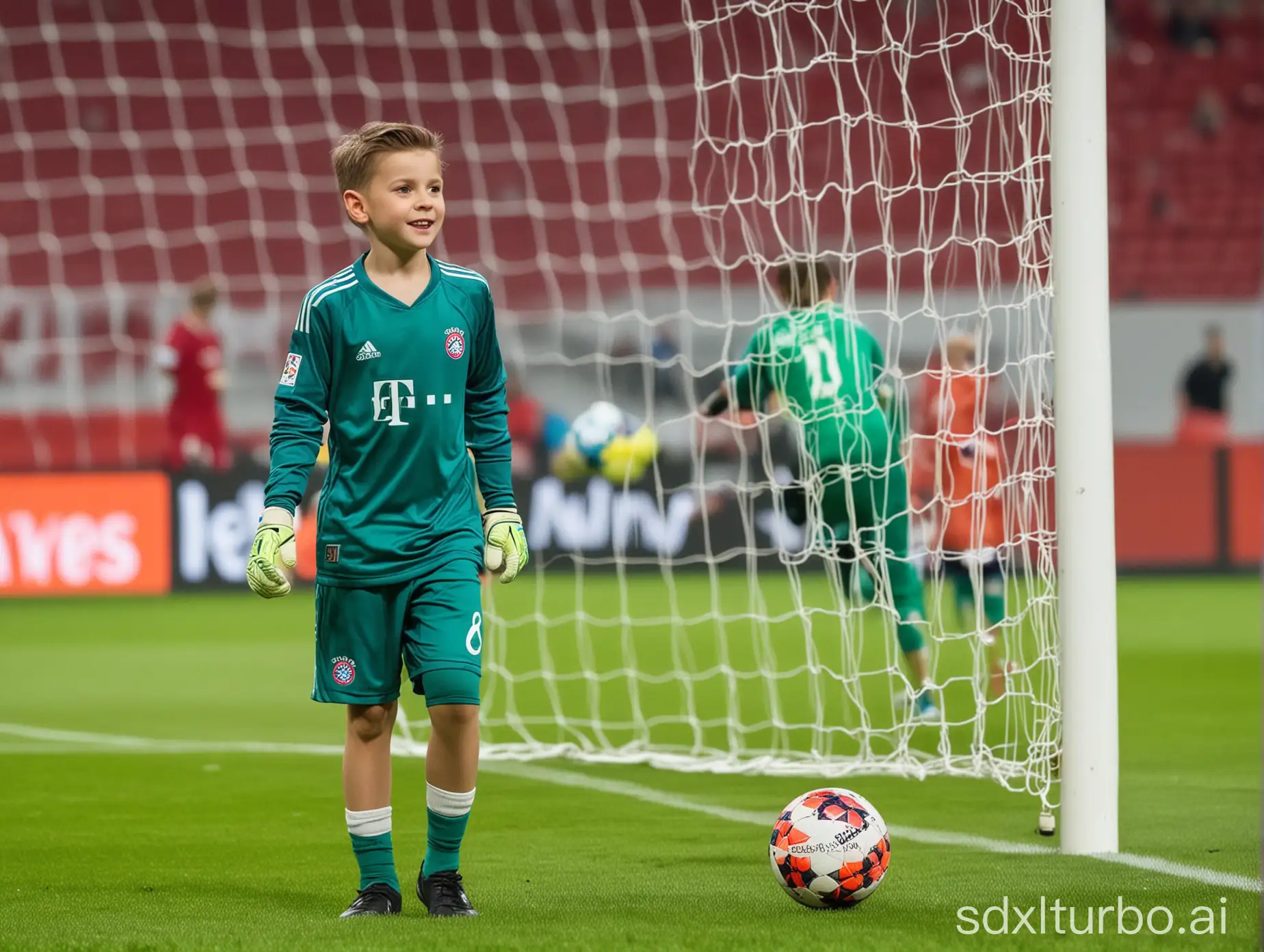 6 Jährige Junge als FC Bayern München Torwart in der Allianz Arena